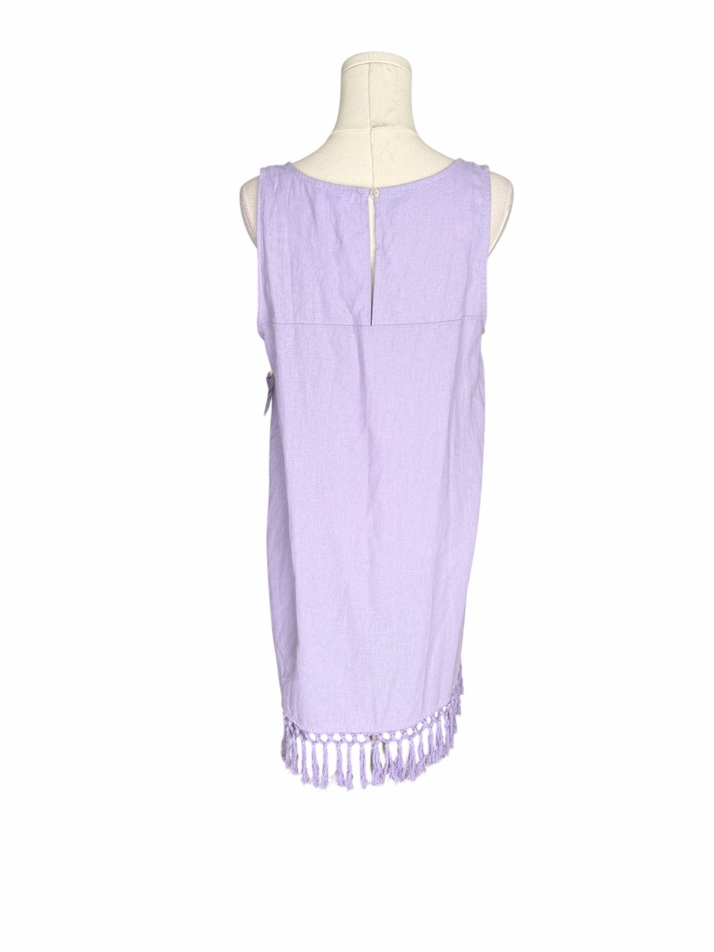 For Cynthia - NWT Lilac Linen Blend Fringe Hem Shift Dress Sz S - Picture 4 of 6